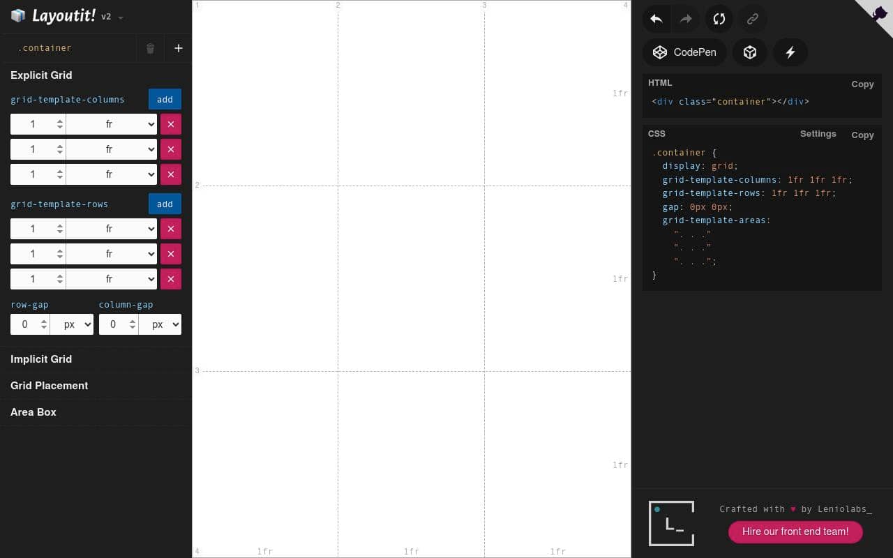 CSS Grid Generator — screenshot