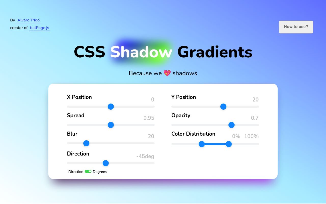 CSS Shadow Gradients preview