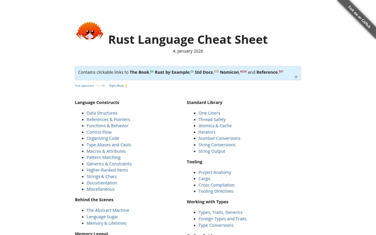 Rust Cheat Sheet preview