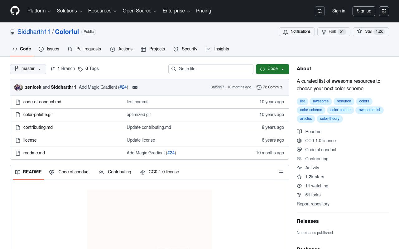 Colorful Github repo preview