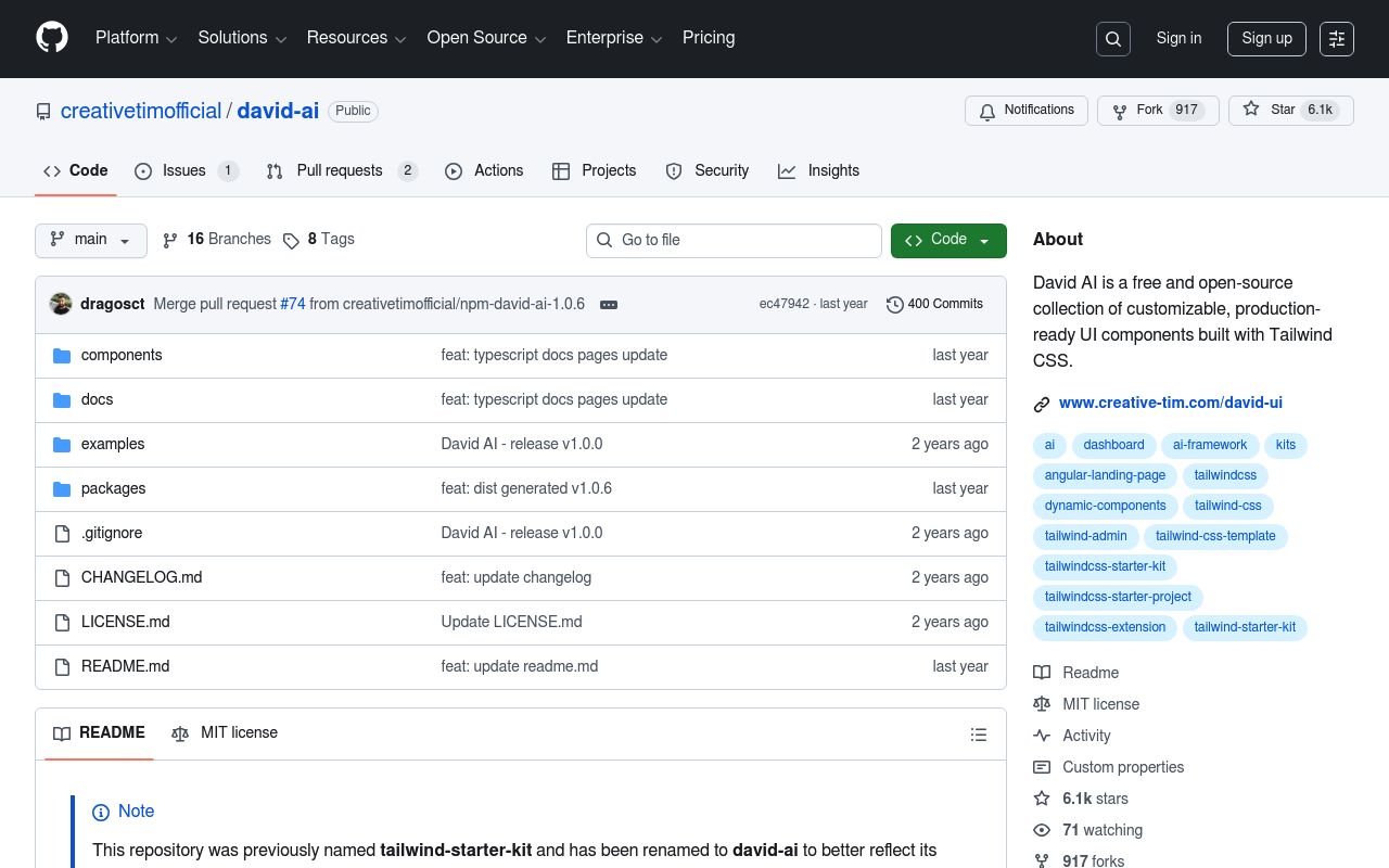Tailwind Starter Kit preview