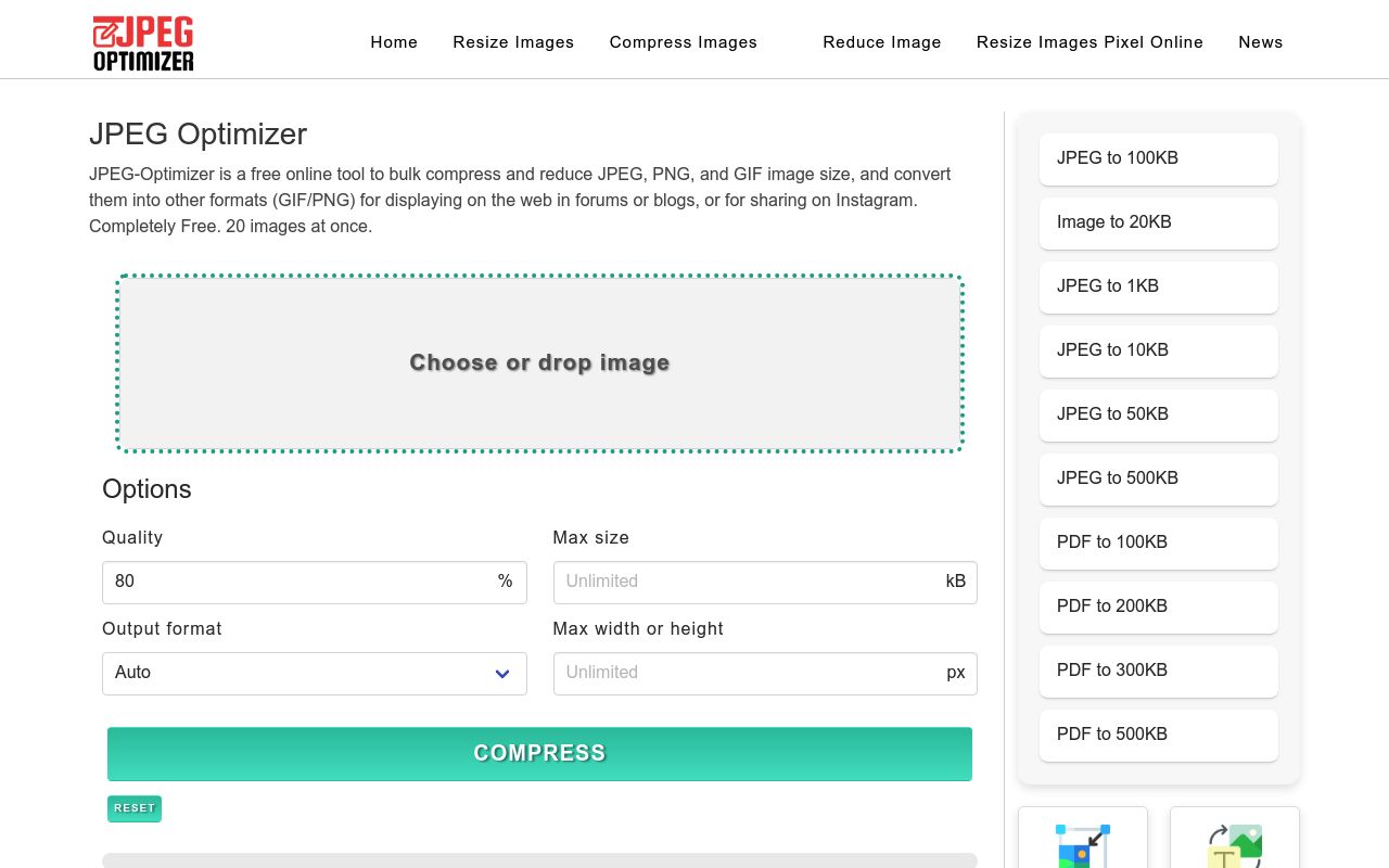 JPEG Optimizer preview