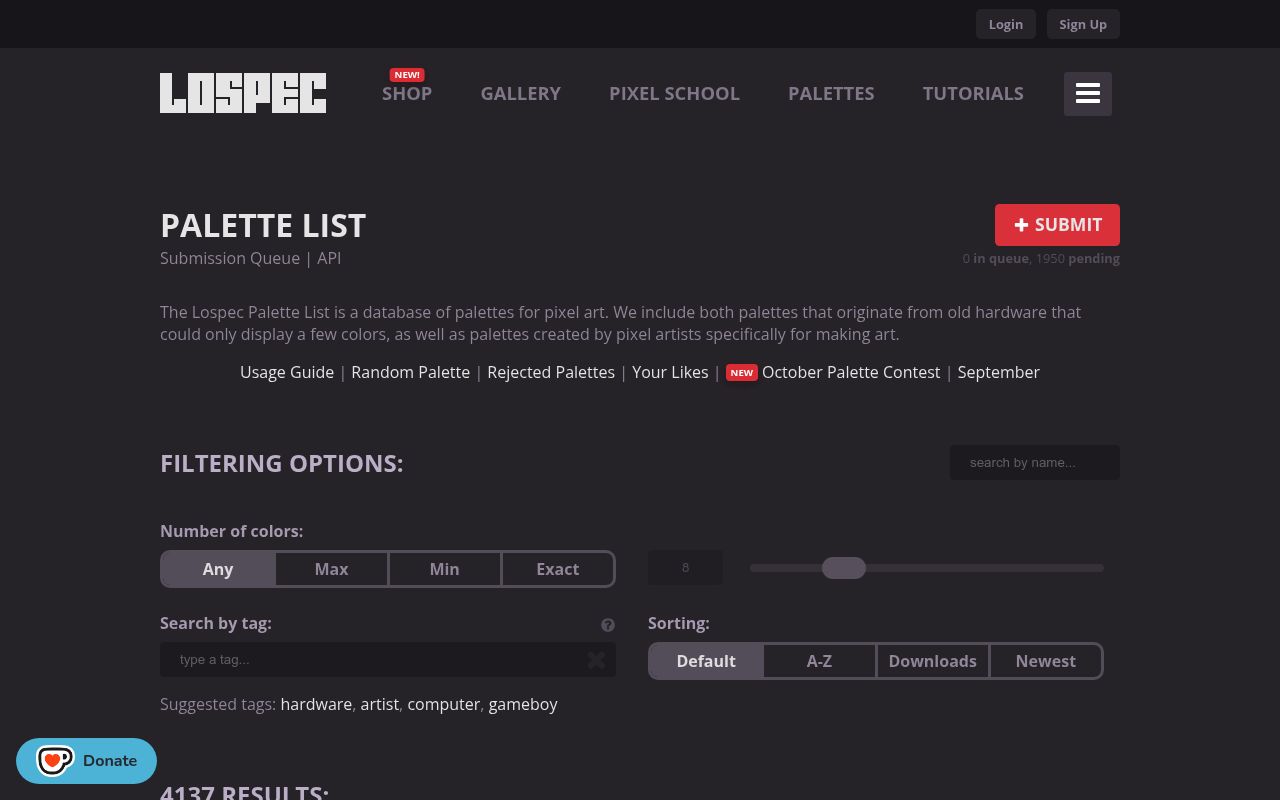 Lospec Palette List preview