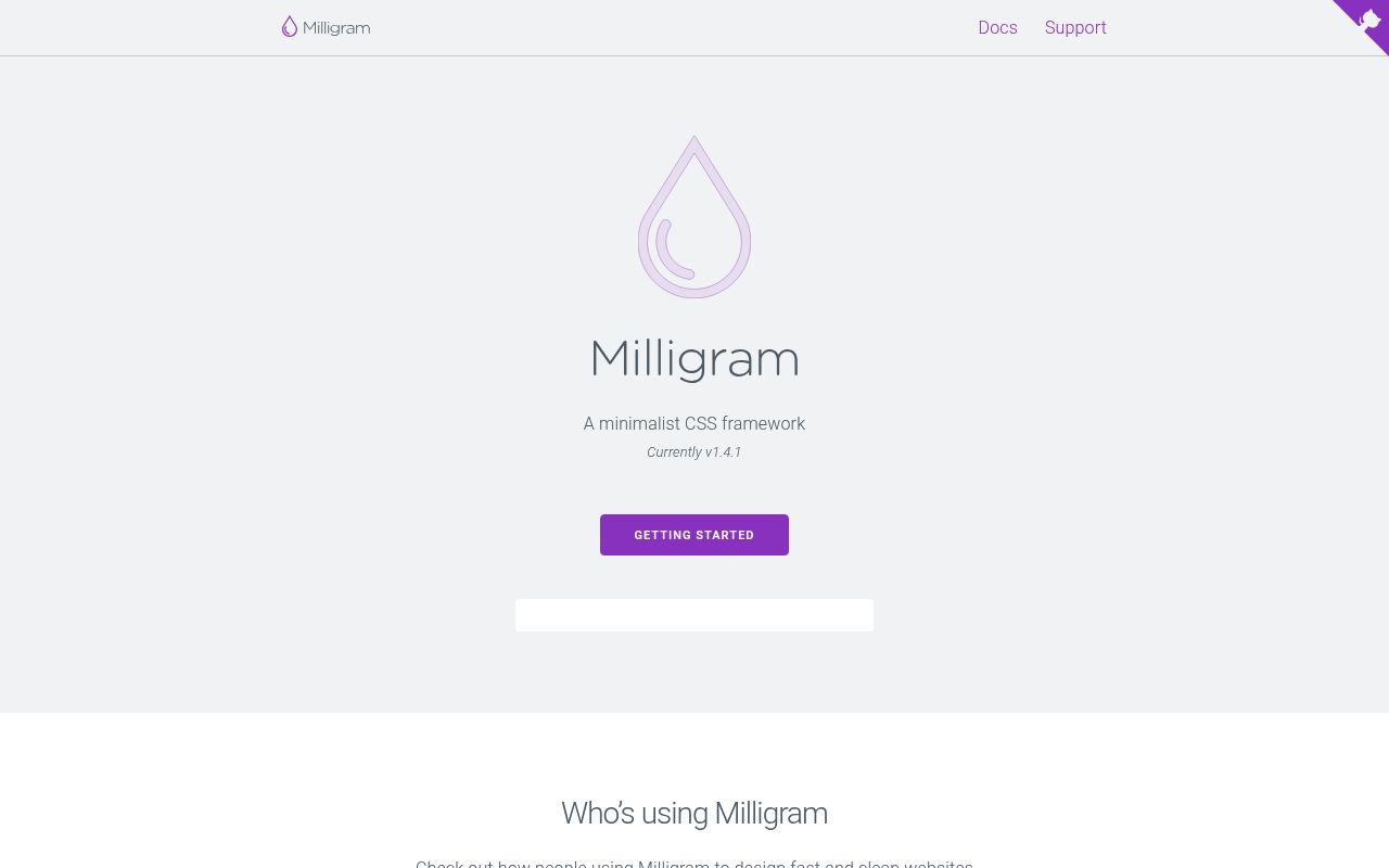 Milligram.io preview
