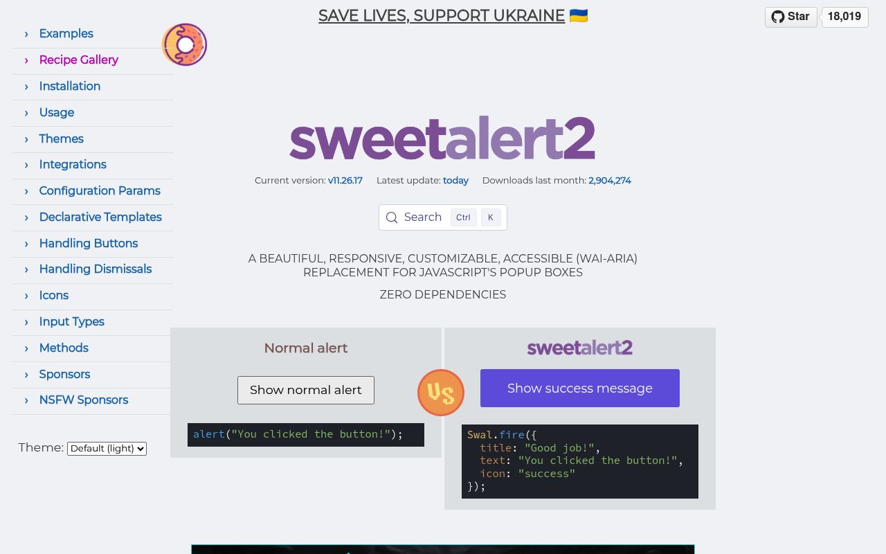 Sweetalert 2 preview