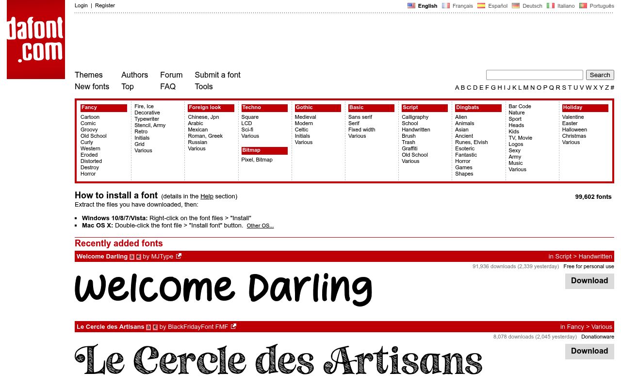 DaFont — screenshot