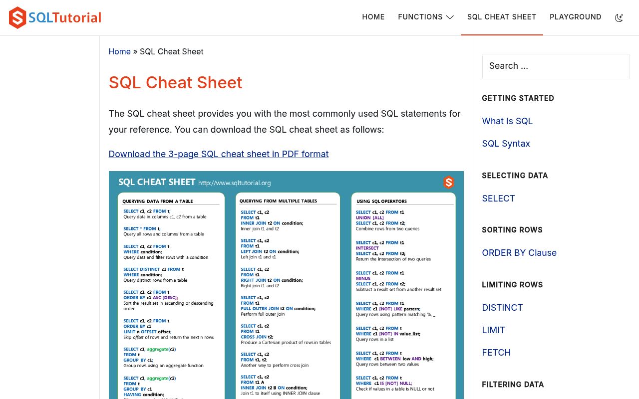 SQL Basic Cheat Sheet preview